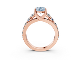 Rose gold Fancy Blue Oval  Cut Diamond Engagement Ring with Pavé Band and Four-Prong Setting_6