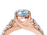 Rose gold Fancy Blue Oval  Cut Diamond Engagement Ring with Pavé Band and Four-Prong Setting_7