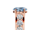 Rose gold Fancy Blue Oval  Cut Diamond Engagement Ring with Pavé Band and Four-Prong Setting_8