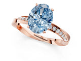 Rose gold Fancy Blue Oval Cut Diamond Engagement Ring with Side Stone Accents and Four-Prong Setting_61
