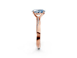 Rose gold Fancy Blue Oval Cut Diamond Engagement Ring with Side Stone Accents and Four-Prong Setting_62