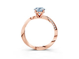 Rose gold Fancy Blue Oval Cut Diamond Engagement Ring with Side Stone Accents and Four-Prong Setting_63