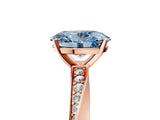 Rose gold Fancy Blue Oval Cut Diamond Engagement Ring with Side Stone Accents and Four-Prong Setting_65