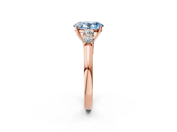 Rose gold Fancy Blue Oval  Cut Diamond Five-Stone Prong Set White Gold Ring