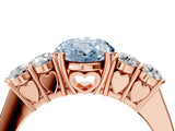 Rose gold Fancy Blue Oval  Cut Diamond Five-Stone Prong Set White Gold Ring_36