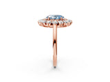 Rose gold Fancy Blue Oval Cut Diamond Floral Double Halo Engagement Ring with Prong Setting_26