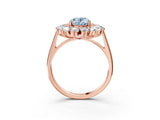 Rose gold Fancy Blue Oval Cut Diamond Floral Double Halo Engagement Ring with Prong Setting_27