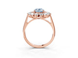 Rose gold Fancy Blue Oval Cut Diamond Floral Double Halo Engagement Ring with Prong Setting_63