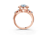 Rose gold Fancy Blue Oval  Cut Diamond Floral Halo Engagement Ring with Shared Prong Setting 3