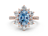 Rose gold Fancy Blue Oval  Cut Diamond Floral Halo Pave Band with Prong Setting_37