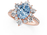 Rose gold Fancy Blue Oval  Cut Diamond Floral Halo Pave Band with Prong Setting_38