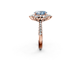 Rose gold Fancy Blue Oval  Cut Diamond Floral Halo Pave Band with Prong Setting_39