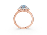 Rose gold Fancy Blue Oval  Cut Diamond Floral Halo Pave Band with Prong Setting_40