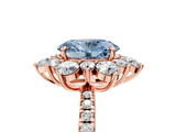 Rose gold Fancy Blue Oval  Cut Diamond Floral Halo Pave Band with Prong Setting_42