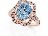 Rose gold Fancy Blue Oval Cut Diamond Floral Halo Split Shank Prong Setting Ring_1