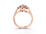 Rose gold Fancy Blue Oval Cut Diamond Floral Halo Split Shank Prong Setting Ring_3