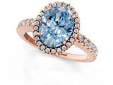 Rose gold Fancy Blue Oval Cut Diamond Halo Engagement Ring with Pavé Band and Prong Setting_28