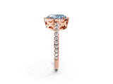 Rose gold Fancy Blue Oval Cut Diamond Halo Engagement Ring with Pavé Band and Prong Setting_29