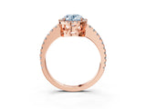 Rose gold Fancy Blue Oval Cut Diamond Halo Engagement Ring with Pavé Band and Prong Setting_30