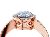 Rose gold Fancy Blue Oval Cut Diamond Halo Engagement Ring with Pavé Band and Prong Setting_31