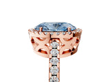 Rose gold Fancy Blue Oval Cut Diamond Halo Engagement Ring with Pavé Band and Prong Setting_32