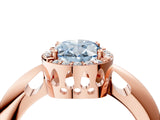 Rose gold Fancy Blue Oval  Cut Diamond Halo Engagement Ring with Split Shank and Four-Prong Setting_94