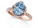 Rose gold Fancy Blue Oval Cut Diamond Halo Pave Band with Four-Prong Setting_4