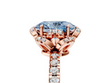 Rose gold Fancy Blue Oval Cut Diamond Halo Pave Band with Four-Prong Setting_8