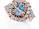 Rose gold Fancy Blue Oval Cut Diamond Halo Ring with Pavé Band and Four-Prong Setting_42