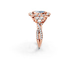 Rose gold Fancy Blue Oval Cut Diamond Halo Ring with Pavé Band and Four-Prong Setting_43