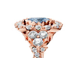 Rose gold Fancy Blue Oval Cut Diamond Halo Ring with Pavé Band and Four-Prong Setting_46