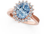 Rose gold Fancy Blue Oval  Cut Diamond Halo Ring with Round Brilliant Halo and Solitaire Band_103