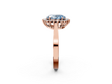 Rose gold Fancy Blue Oval  Cut Diamond Halo Ring with Round Brilliant Halo and Solitaire Band_104