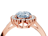 Rose gold Fancy Blue Oval  Cut Diamond Halo Ring with Round Brilliant Halo and Solitaire Band_106