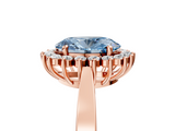 Rose gold Fancy Blue Oval  Cut Diamond Halo Ring with Round Brilliant Halo and Solitaire Band_107