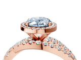 Rose gold Fancy Blue Oval Cut Diamond Halo Ring with Round Split Shank and Prong Setting_52