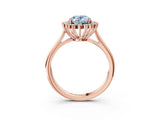 Rose gold Fancy Blue Oval  Cut Diamond Halo Ring with Solitaire Band and Prong Setting_56