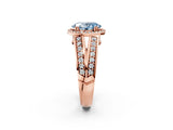 Rose gold Fancy Blue Oval Cut Diamond Halo Ring with Split Shank Pavé Band and Four-Prong Setting_2
