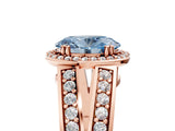Rose gold Fancy Blue Oval Cut Diamond Halo Ring with Split Shank Pavé Band and Four-Prong Setting_5
