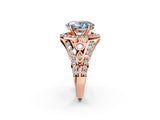 Rose gold Fancy Blue Oval Cut Diamond Halo Ring with Split Shank and Bezel Accents and Four-Prong Setting_2