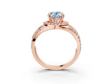 Rose gold Fancy Blue Oval Cut Diamond Halo Ring with Split Shank and Bezel Accents and Four-Prong Setting_3