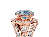 Rose gold Fancy Blue Oval Cut Diamond Halo Ring with Split Shank and Bezel Accents and Four-Prong Setting_5
