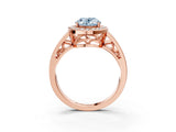 Rose gold Fancy Blue Oval Cut Diamond Halo Ring with Split Shank and Bezel Accents and Prong Setting_3