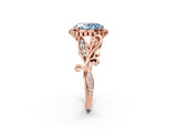 Rose gold Fancy Blue Oval Cut Diamond Halo Ring with Vintage Split Shank and Four-Prong Setting_39