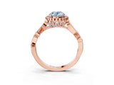 Rose gold Fancy Blue Oval Cut Diamond Halo Ring with Vintage Split Shank and Four-Prong Setting_40