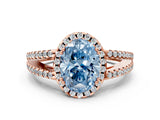 Rose gold Fancy Blue Oval Cut Diamond Halo Split Shank Engagement Ring_39