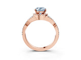 Rose gold Fancy Blue Oval Cut Diamond  Halo Twist Band Solitaire Prong Setting Ring_39