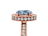 Rose gold Fancy Blue Oval Cut Diamond Milgrain Halo Engagement Ring with Round Pavé Band and Prong Setting_17
