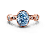 Rose gold Fancy Blue Oval  Cut Diamond Milgrain Marquise Band with Prong Setting_3