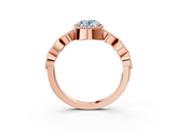 Rose gold Fancy Blue Oval  Cut Diamond Milgrain Marquise Band with Prong Setting_6